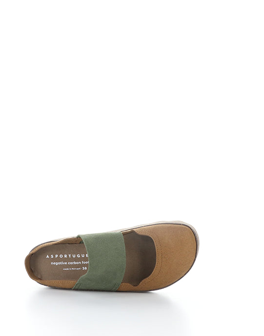 Cana176Asp 010 Cognac/Dkgrn Faux Suede