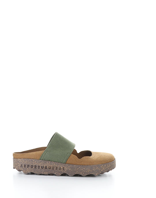 Cana176Asp 010 Cognac/Dkgrn Faux Suede