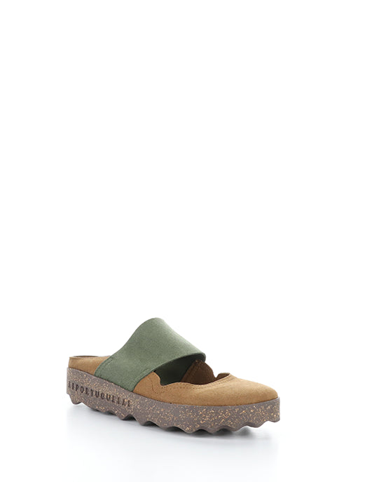 Cana176Asp 010 Cognac/Dkgrn Faux Suede