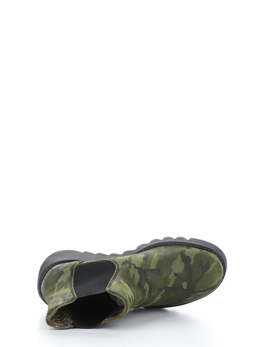SALV195FLY 065 MILITARY GREEN CAMOUFLAGE PRINTED LEATHER