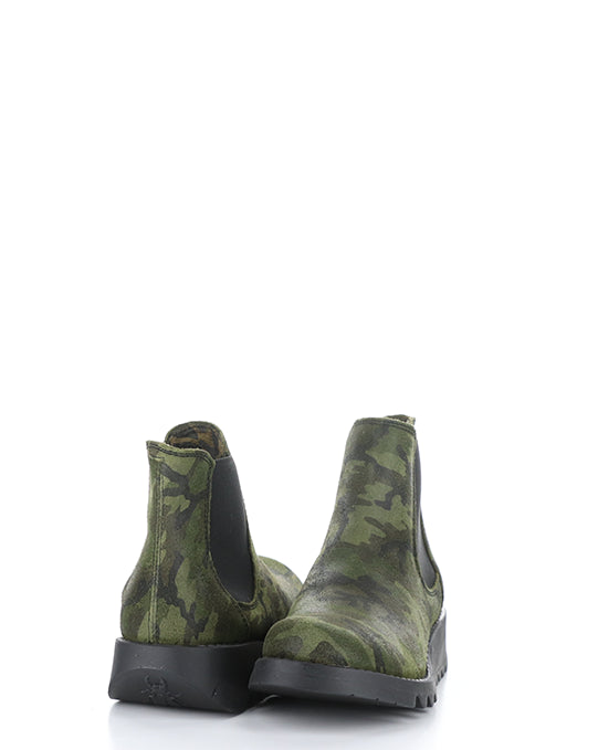 SALV195FLY 065 MILITARY GREEN CAMOUFLAGE PRINTED LEATHER