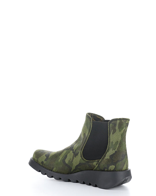 SALV195FLY 065 MILITARY GREEN CAMOUFLAGE PRINTED LEATHER