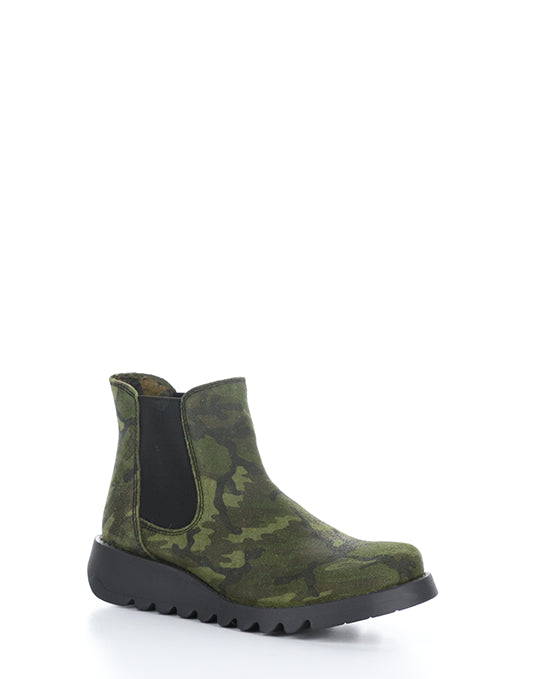 SALV195FLY 065 MILITARY GREEN CAMOUFLAGE PRINTED LEATHER