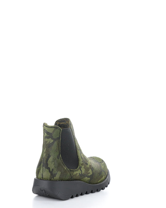 SALV195FLY 065 MILITARY GREEN CAMOUFLAGE PRINTED LEATHER