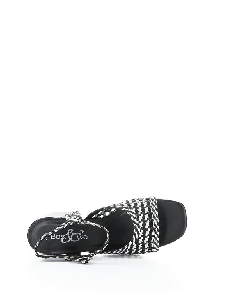 WENDI BLACK/WHITE MIX WOVEN LEATHER