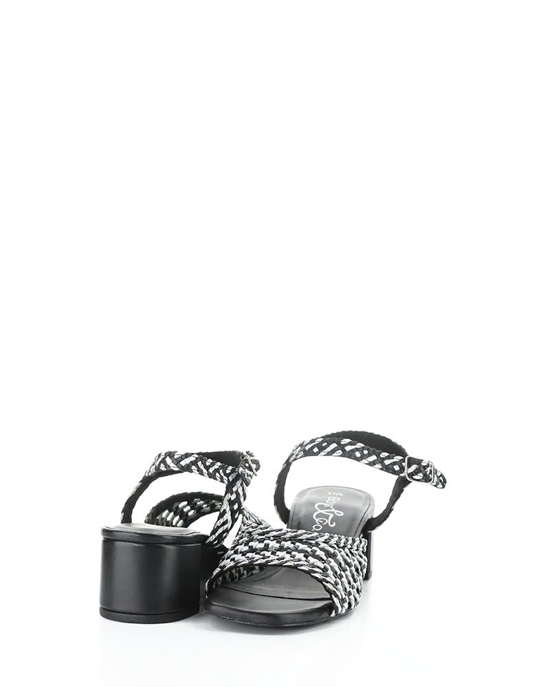 WENDI BLACK/WHITE MIX WOVEN LEATHER