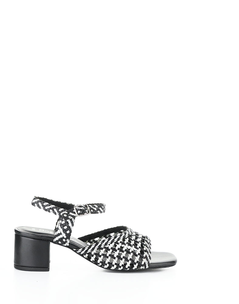 WENDI BLACK/WHITE MIX WOVEN LEATHER