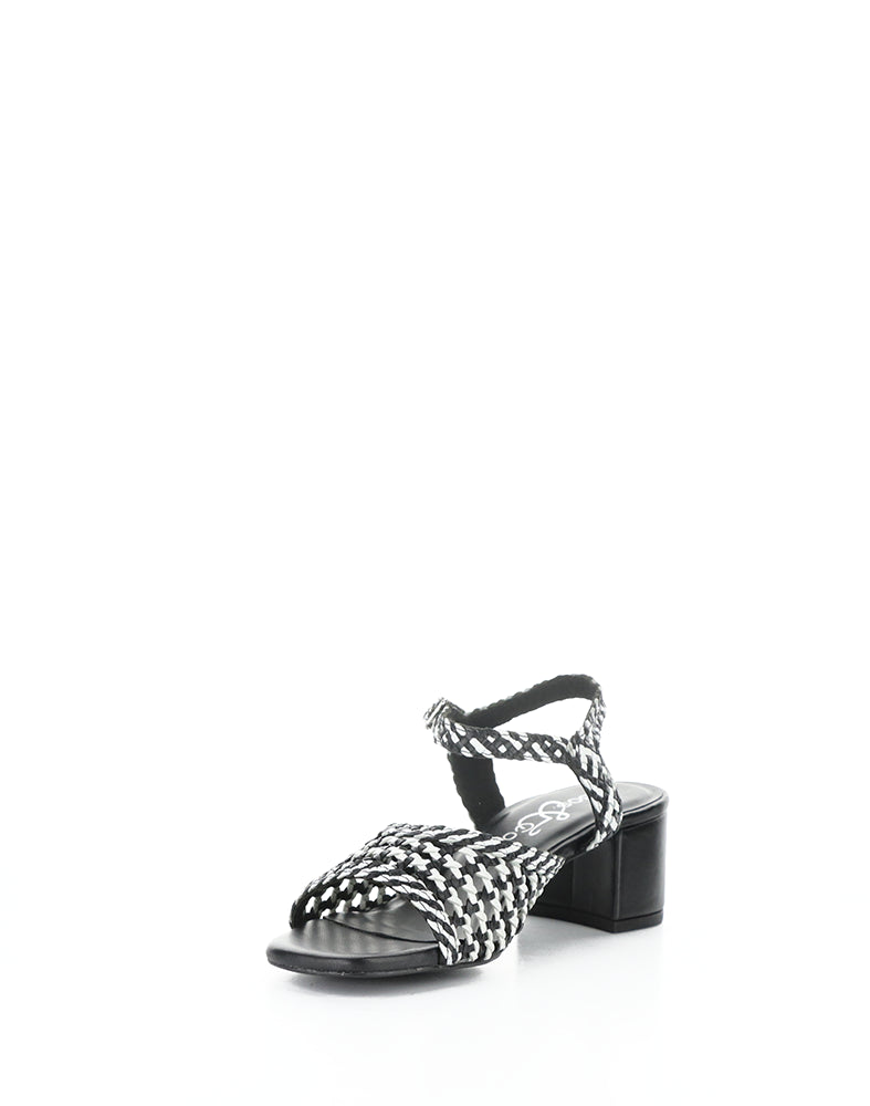 WENDI BLACK/WHITE MIX WOVEN LEATHER