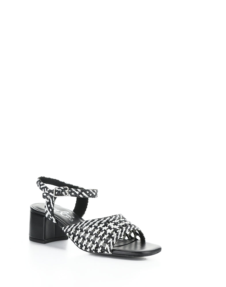 WENDI BLACK/WHITE MIX WOVEN LEATHER