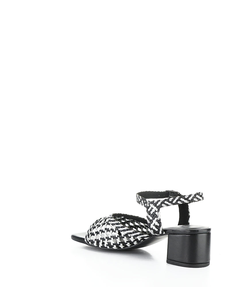 WENDI BLACK/WHITE MIX WOVEN LEATHER