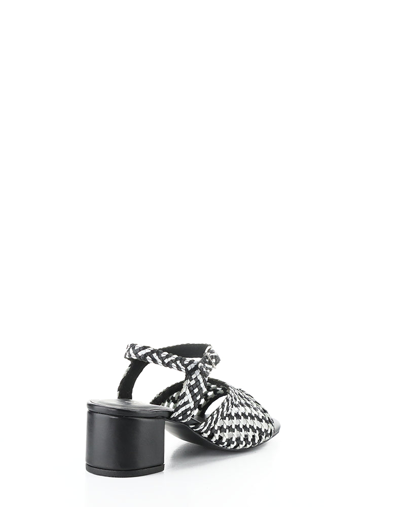 WENDI BLACK/WHITE MIX WOVEN LEATHER