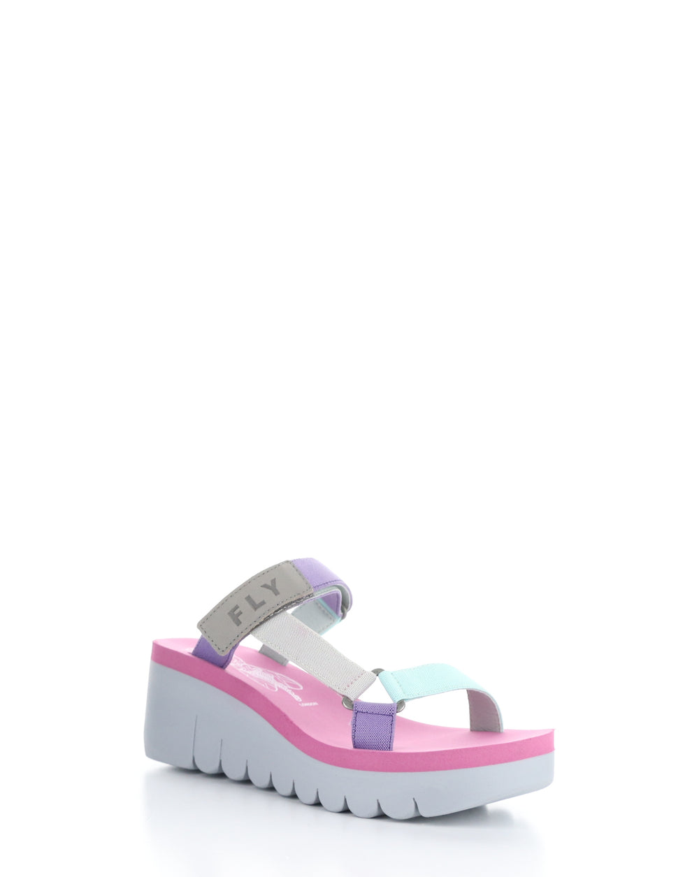 YAKA037FLY 001 GREY/MULTI/CAMU PINK Round Toe Sandals