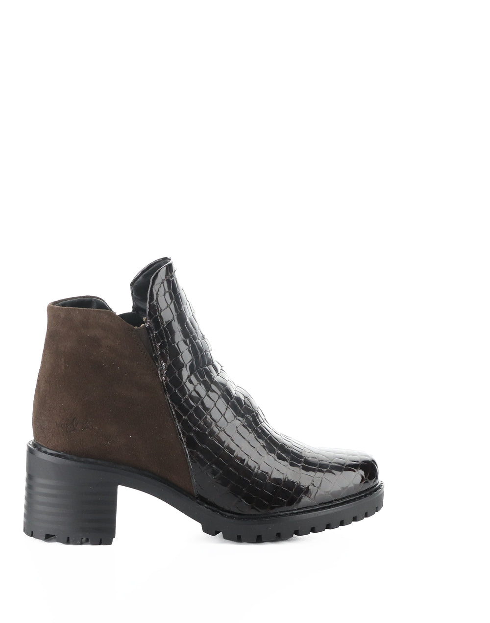 INARA DK BROWN/COFFEE CROCCO PRINT/SUEDE