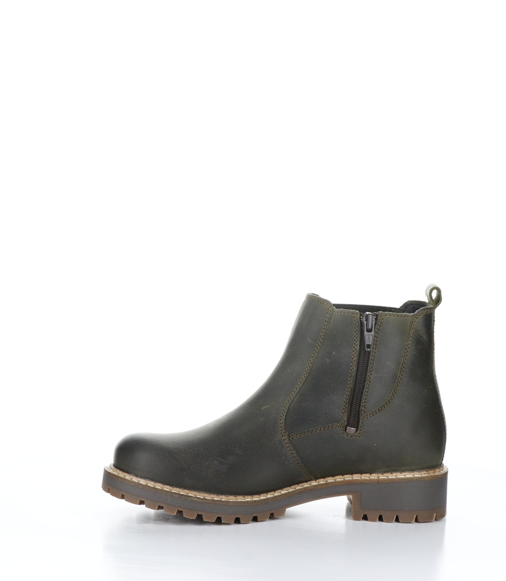 CORRIN Olive Zip Up Ankle Boots