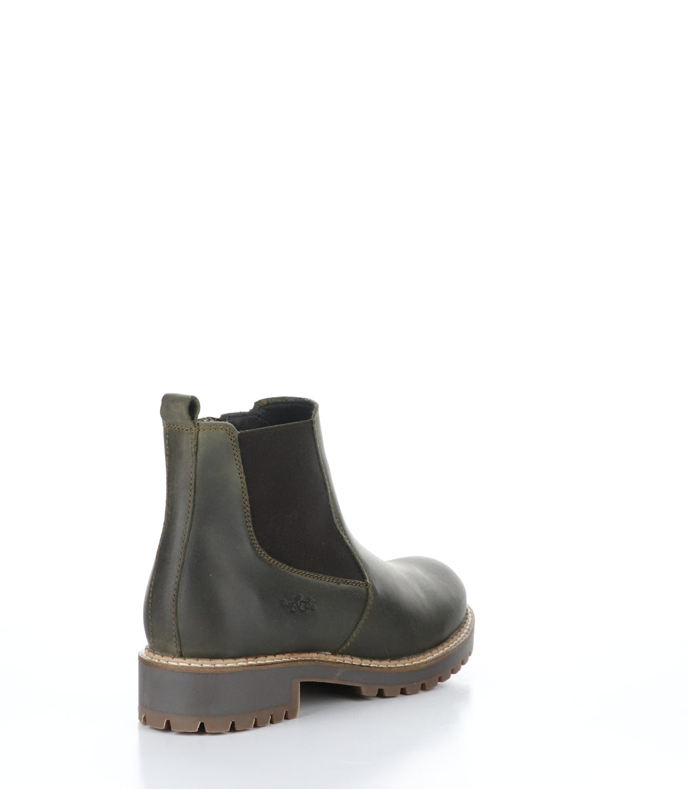CORRIN Olive Zip Up Ankle Boots