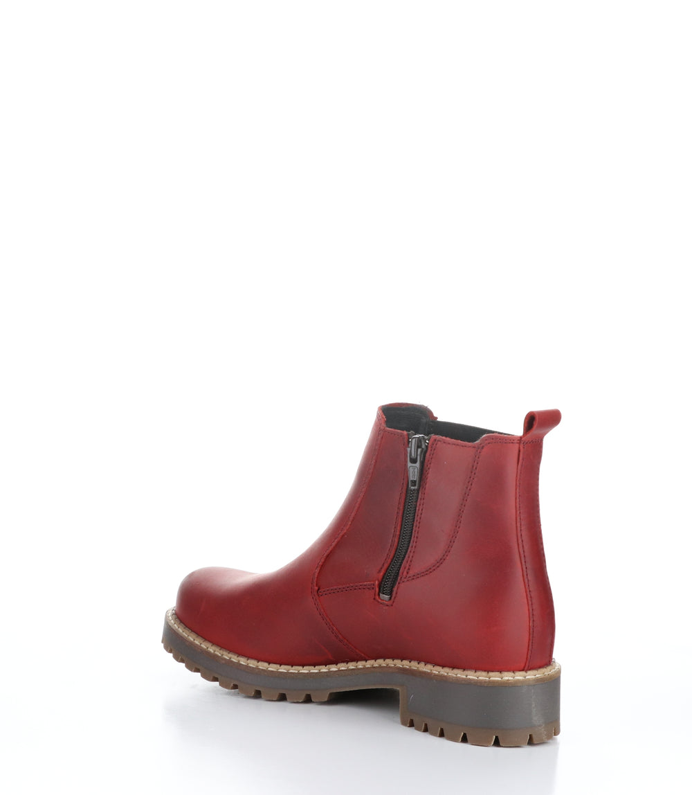 CORRIN Red Zip Up Ankle Boots