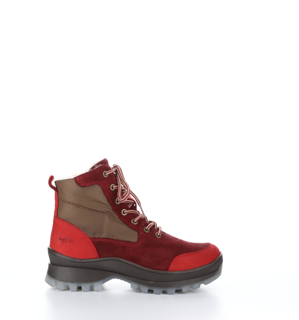 DACKS Red/Sangria/Tan Round Toe Ankle Boots