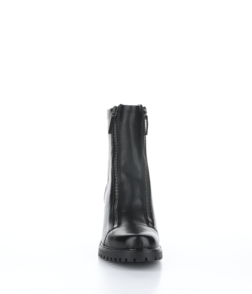 INGLE Black Leather Zip Up Boots