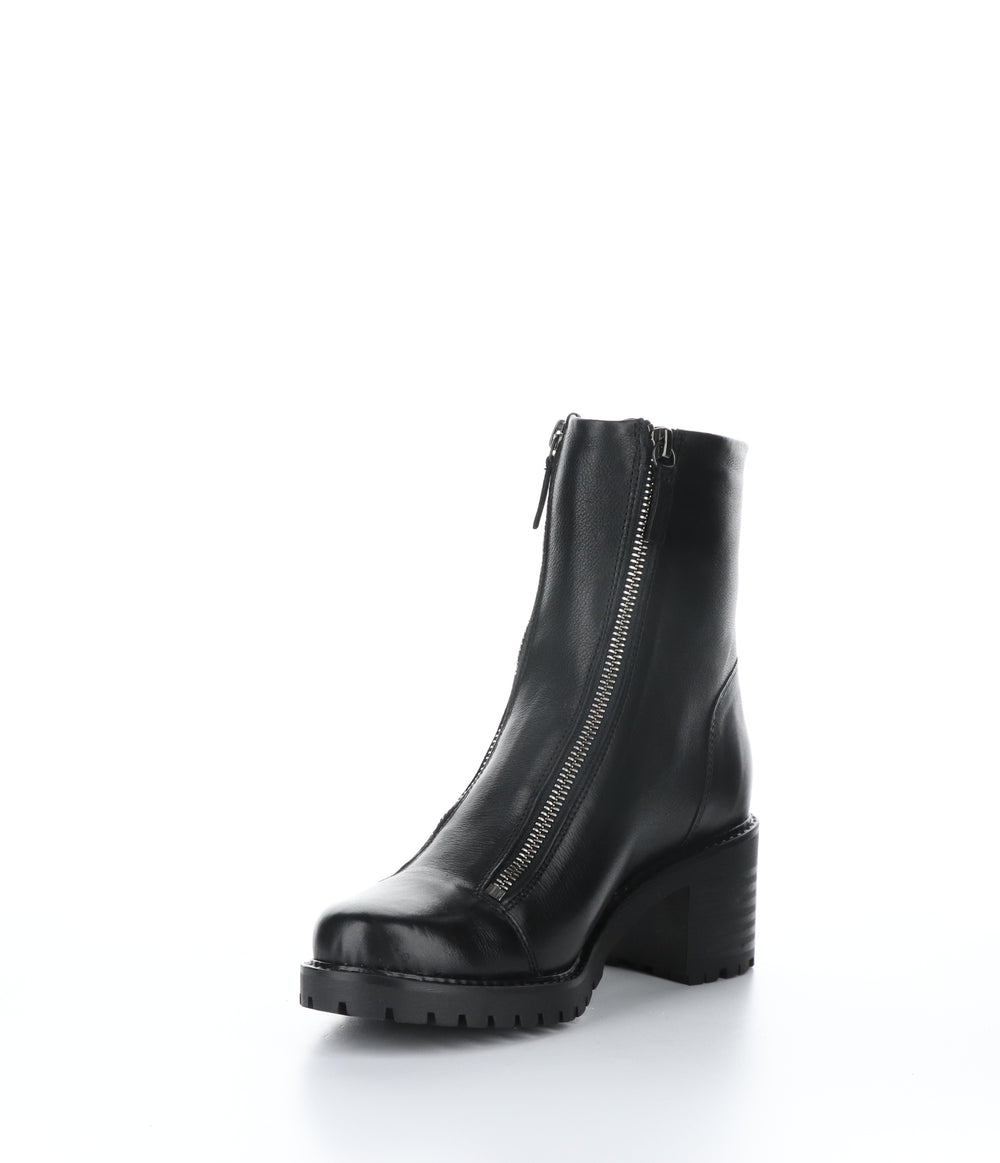 INGLE Black Leather Zip Up Boots