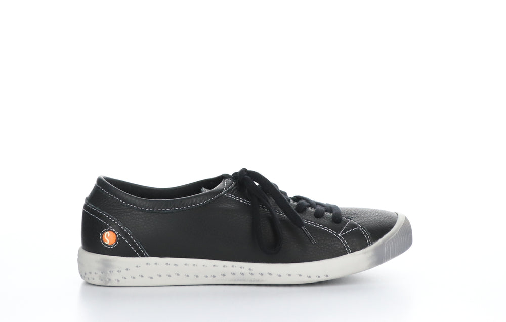ISLA Smooth Black Lace-up Trainers