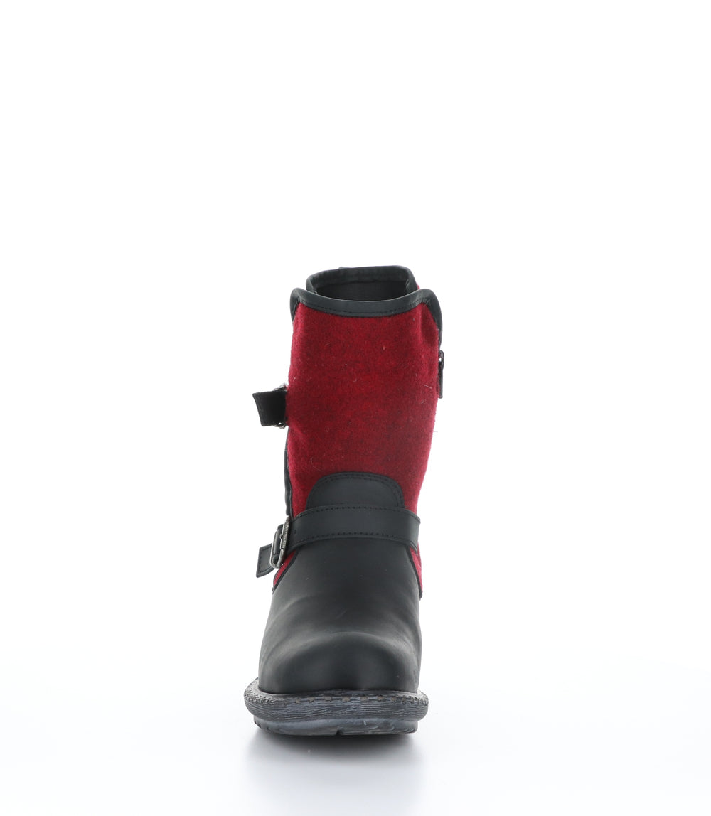 SAINT Black/Red Zip Up Boots