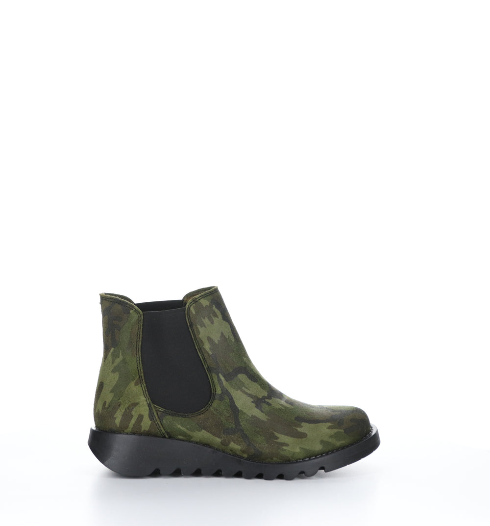 SALV195FLY Military Green Round Toe Ankle Boots