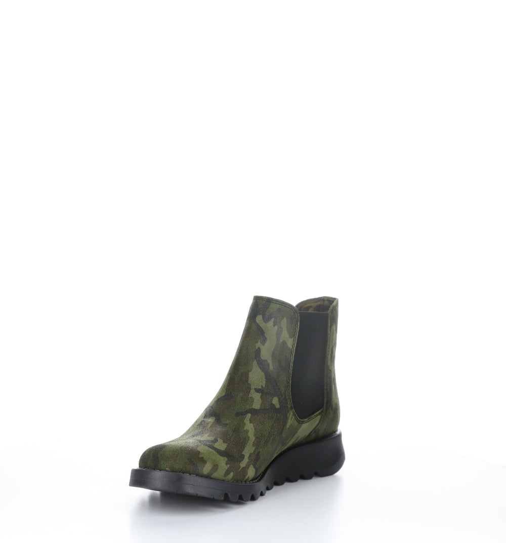 SALV195FLY Military Green Round Toe Ankle Boots