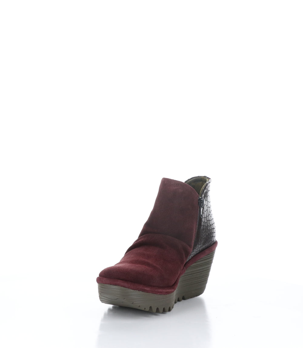 YAMY266FLY Wine Zip Up Ankle Boots