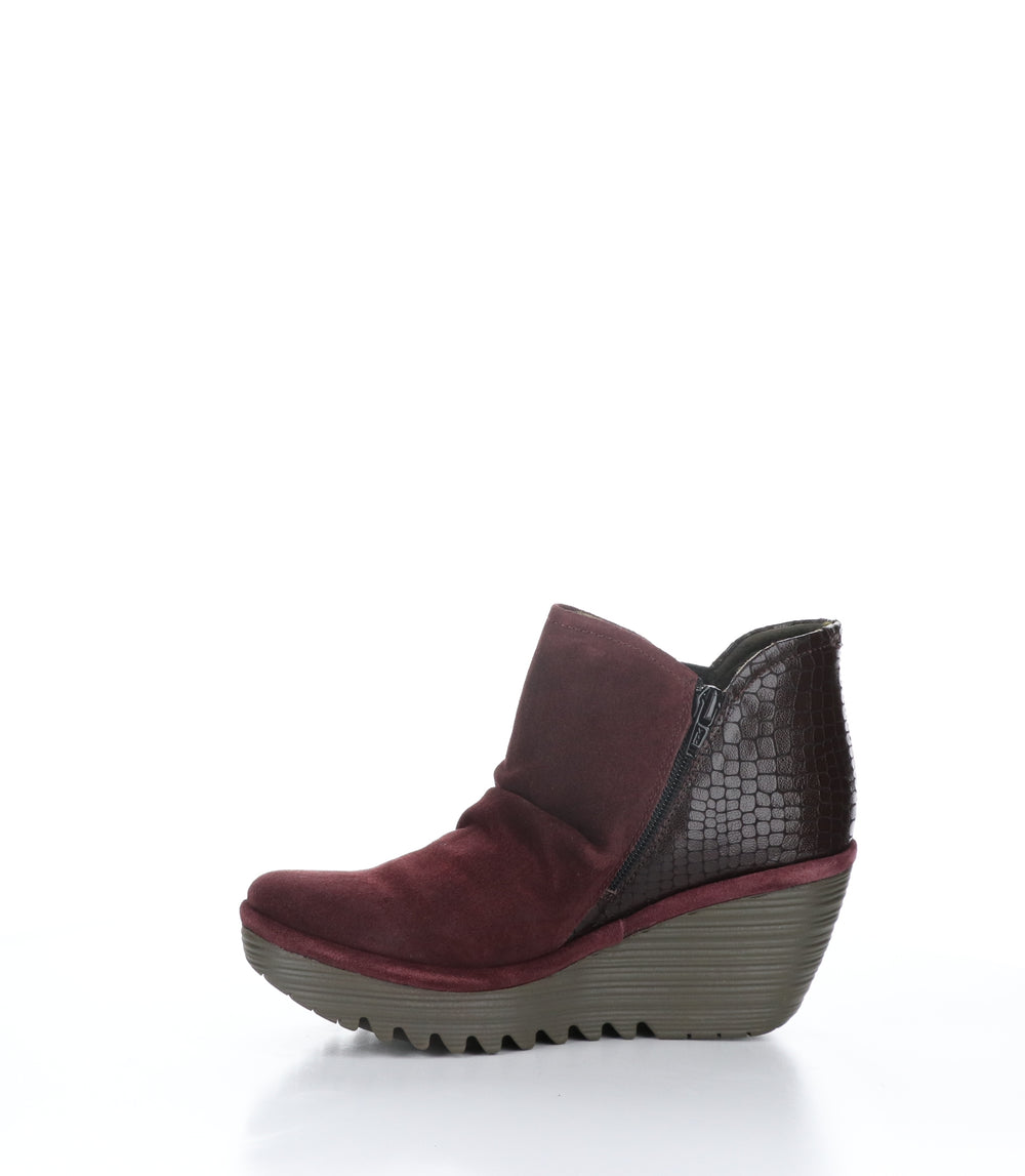 YAMY266FLY Wine Zip Up Ankle Boots