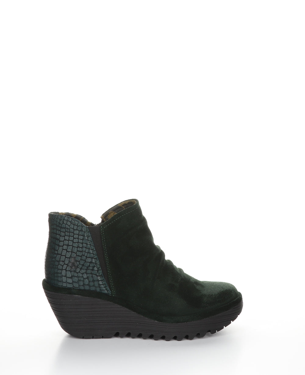 YAMY266FLY Green Forest Zip Up Ankle Boots