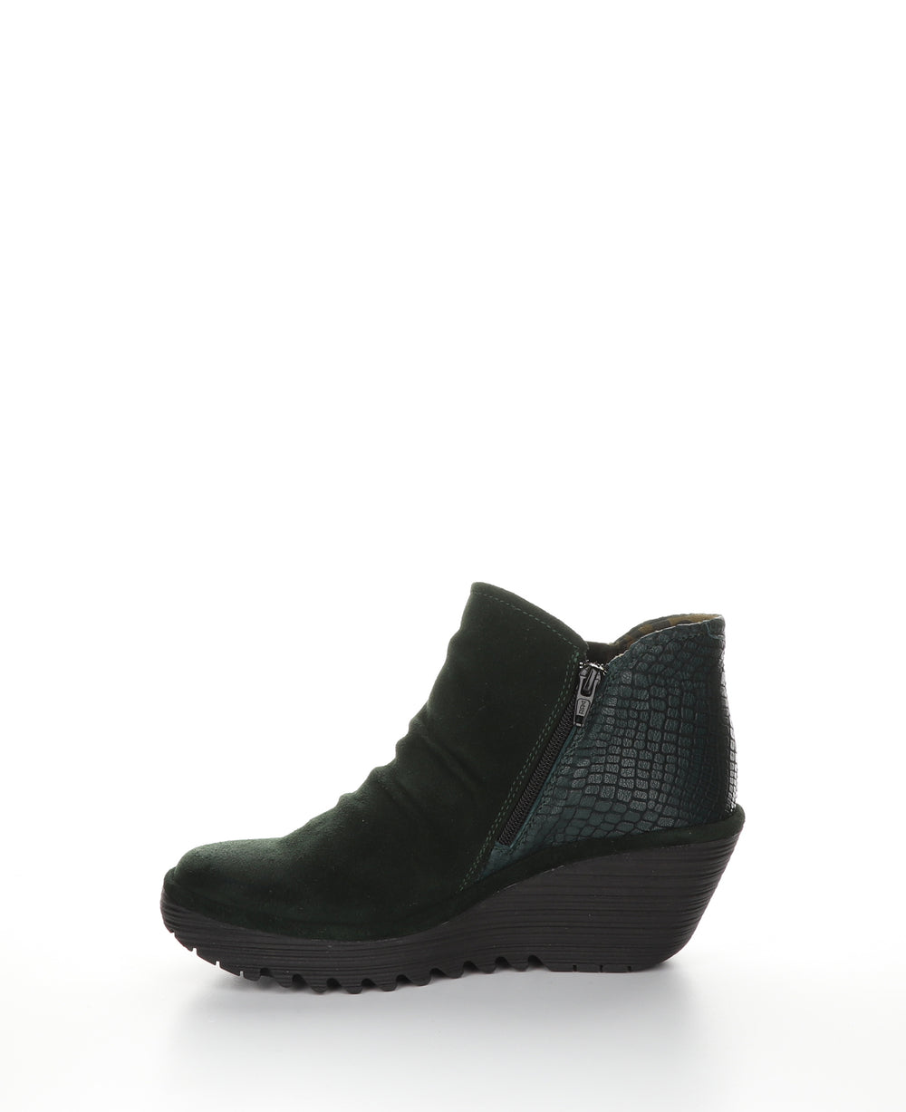 YAMY266FLY Green Forest Zip Up Ankle Boots