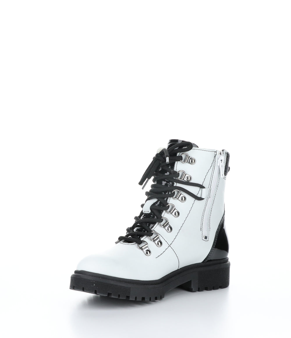 AXEL White/Black Zip Up Ankle Boots