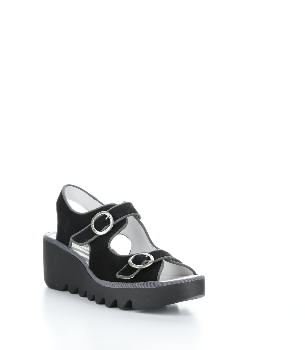 BARA355FLY BLACK SUEDE Wedge Sandals
