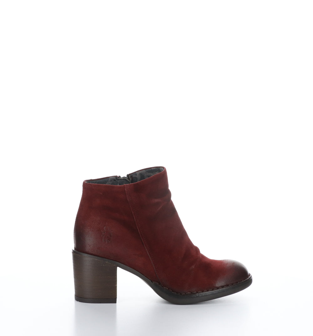 BELL061FLY Dk Red Zip Up Ankle Boots