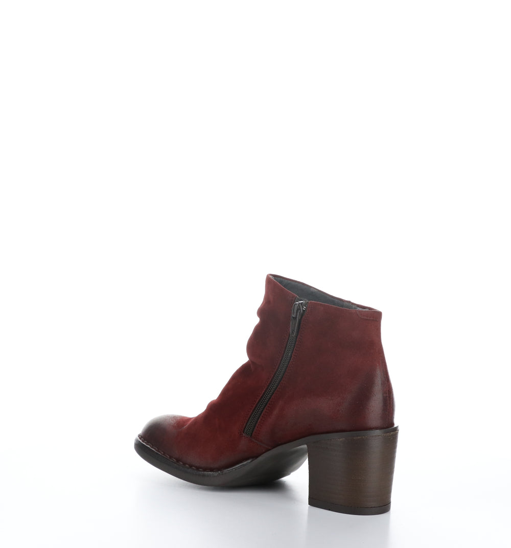 BELL061FLY Dk Red Zip Up Ankle Boots
