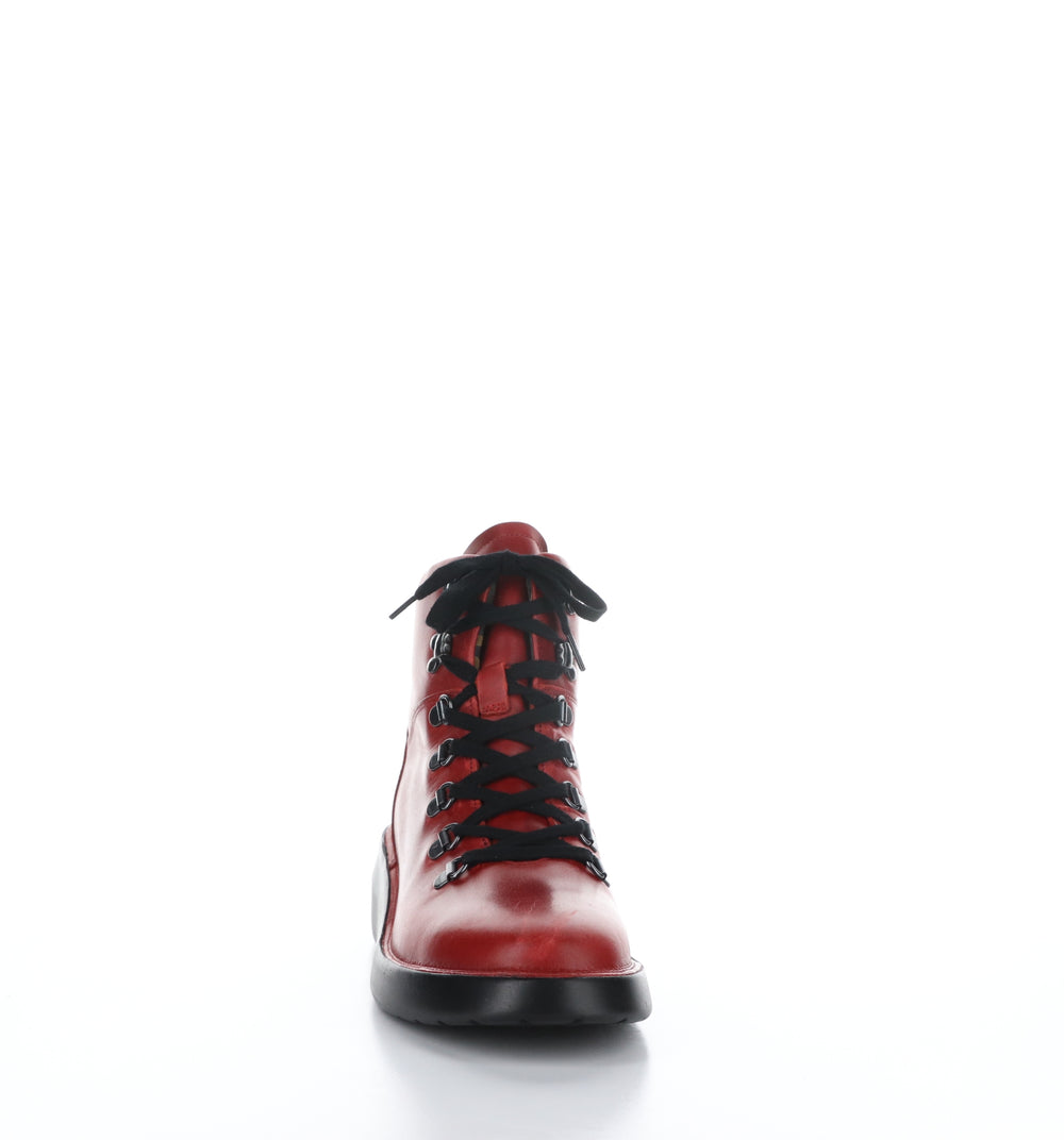 BIKA501FLY Red Round Toe Ankle Boots
