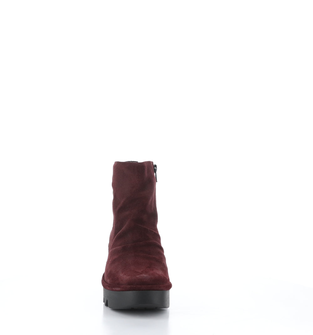 BROM344FLY Wine Zip Up Ankle Boots