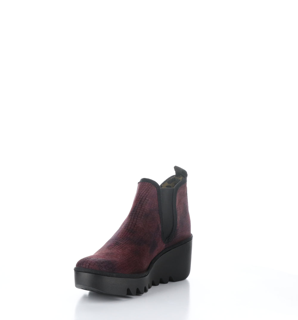 BYNE349FLY Wine Round Toe Ankle Boots