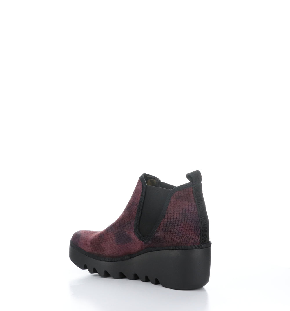 BYNE349FLY Wine Round Toe Ankle Boots