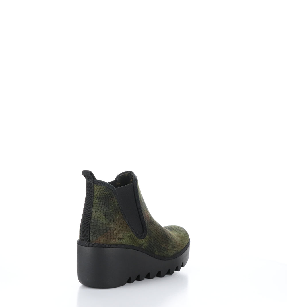 BYNE349FLY Green Round Toe Ankle Boots