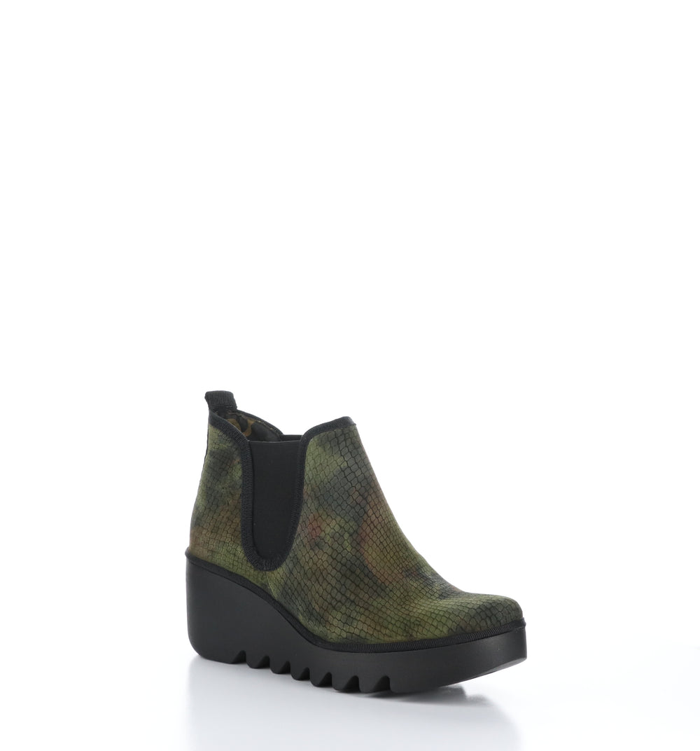 BYNE349FLY Green Round Toe Ankle Boots