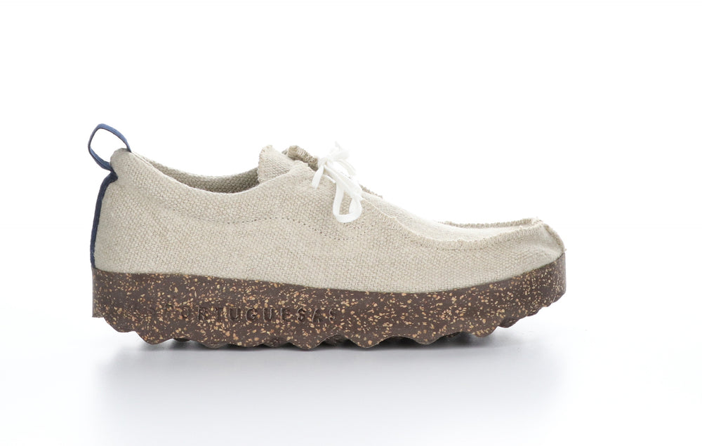 CHAT_L Natural Recycled Linen Lace-up Trainers