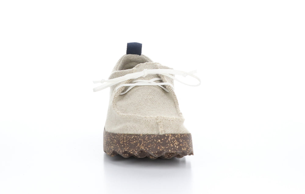 CHAT_L Natural Recycled Linen Lace-up Trainers