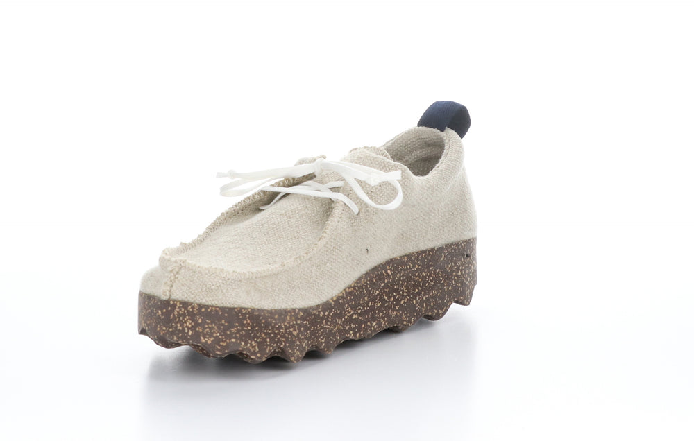 CHAT_L Natural Recycled Linen Lace-up Trainers
