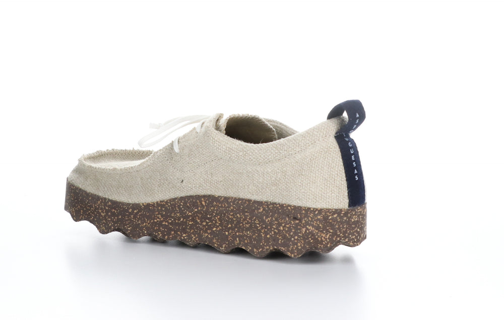 CHAT_L Natural Recycled Linen Lace-up Trainers