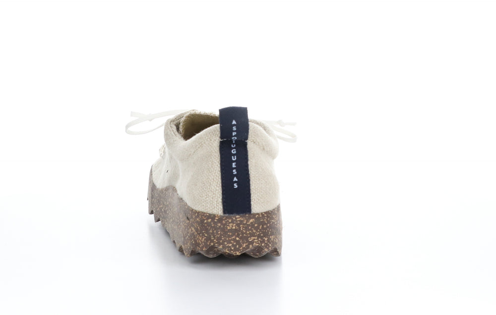 CHAT_L Natural Recycled Linen Lace-up Trainers