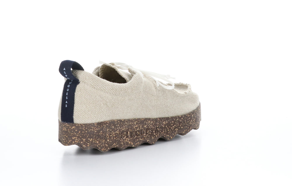 CHAT_L Natural Recycled Linen Lace-up Trainers