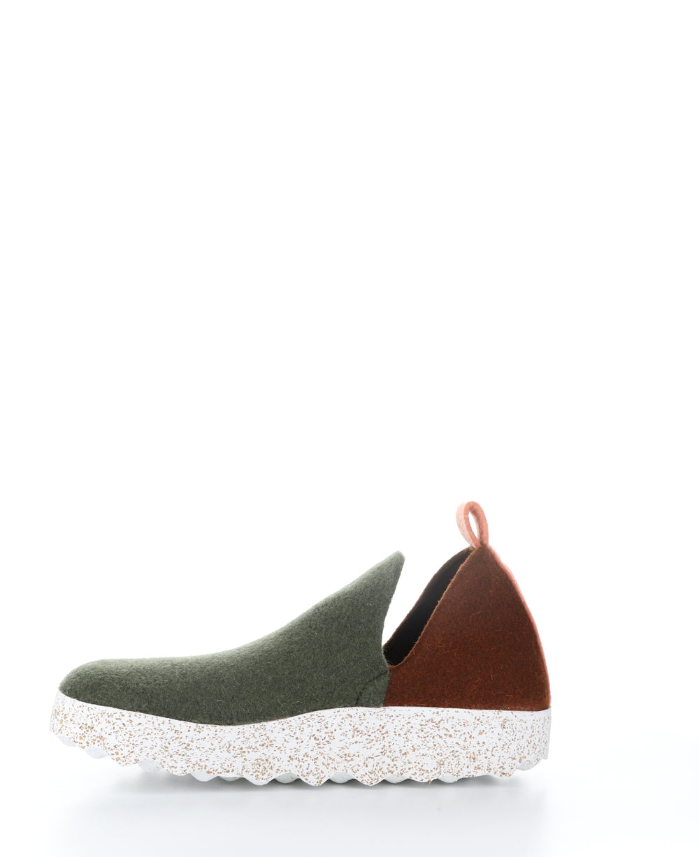 CITY086ASP Mil Grn/Brn/Tang Round Toe Shoes