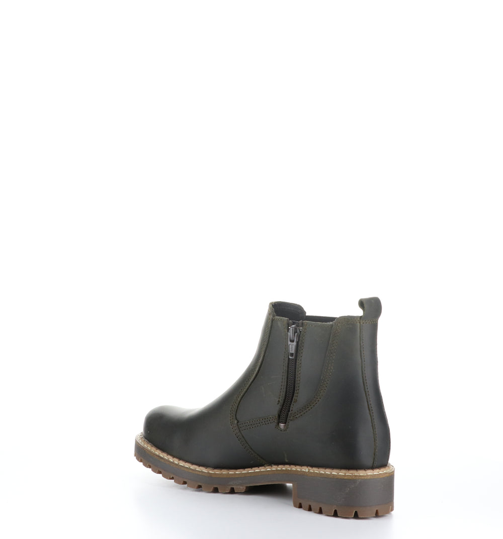 CORRA Olive Zip Up Ankle Boots
