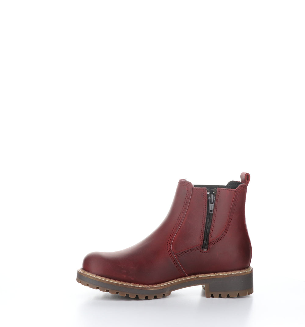 CORRA Red Zip Up Ankle Boots